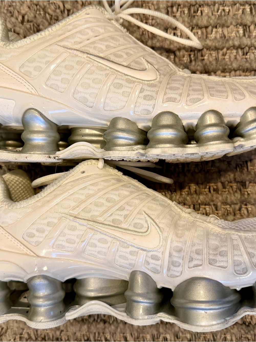 Nike Shox Running Shoes - White with Silver Accents
